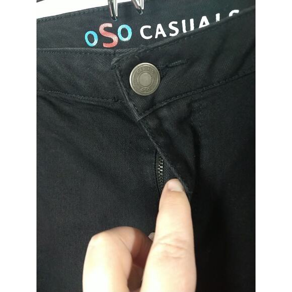 OSO Casual Woman 18W Jeans Black Stretch Ankle 5 Pocket Casual Ankle Tie Accent - Picture 7 of 10